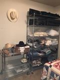 chrome shelving, hats, luggage