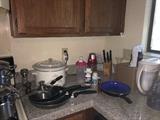 kitchen pans and appliances,  water filter