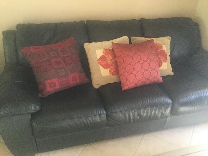 Black leather Italsofa sofa - excellent condition