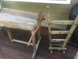 Antique hay, corn cutter and antique hand truck / dolly