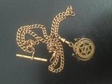 Antique 18k gold watch fob (Star of David) and chain