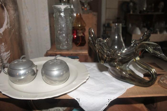 glassware and pewter
