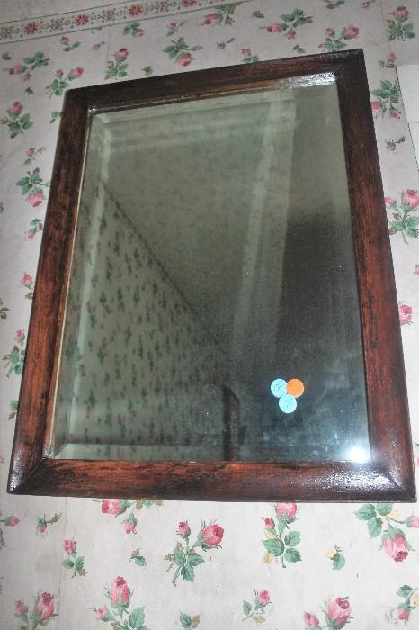 Antique Walnut Beveled Mirror