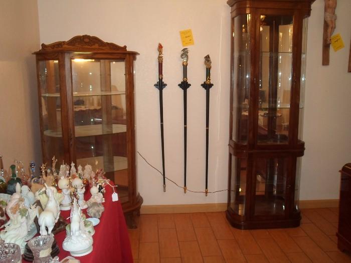 Curio Cabinets (Lighted), Cans & Figurines