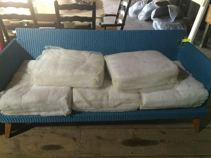 Asking $325.00 Maine Cottage Outdoor Wicker Couch Excellent Condition except for small wear on small area in front.  Pillows need slipcovering