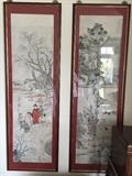 remaining 2 of 4 handpainted Chinese Murals