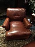 Brown leather chair - matched to ottoman.