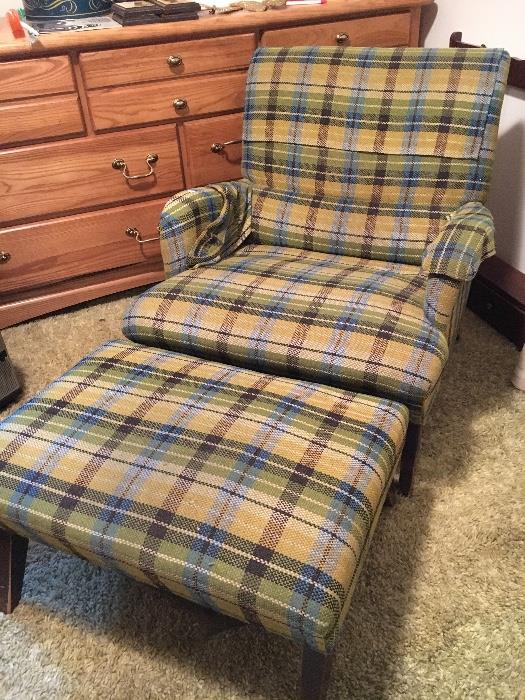 Vintage chair with matching footstool.