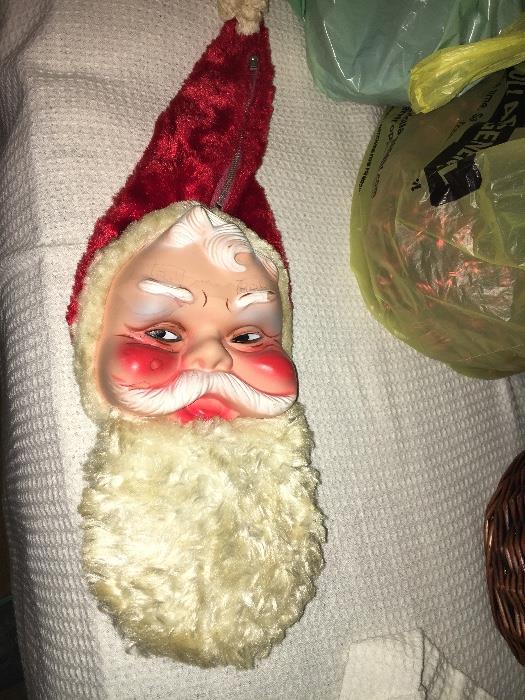 Vintage Santa Claus plastic and fabric head.