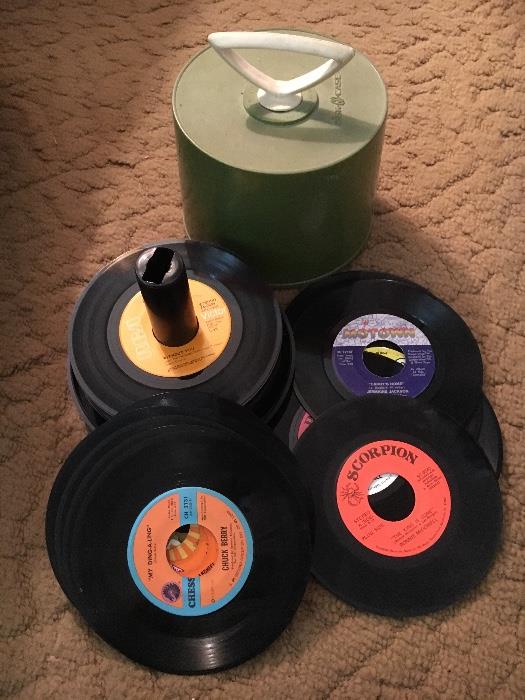 Vintage vinyl records--45s, 78s and LPs.