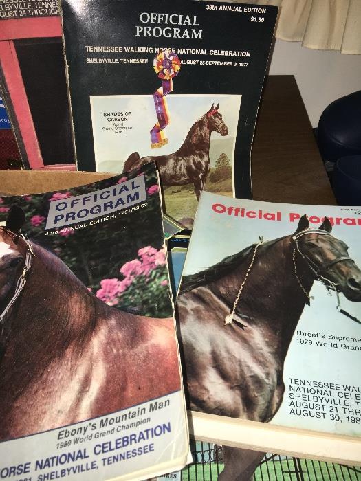 Over 30 Tennessee Walking Horse National Celebration programs from 1970s to early 2000s.