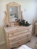 Lovely pine dresser with mirror and matching night stand, maker unknown. 