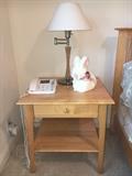 Beautiful bedroom furniture by Copeland Furniture of Vermont in natural maple--queen bed, nightstand and dresser with hanging mirror. (Copeland furniture is sold locally at Bliss and Two Danes.)