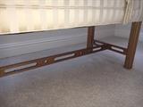 Ethan Allen upholstered bench, striped fabric.