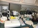 Kitchenware--mugs, Corning Ware, small appliances.