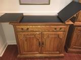 Solid oak Jamestown Sterling dining room group--corner cabinet, china cabinet/breakfront, server, oval table with two 18" leaves, 6 chairs (2 host, 4 side). Will sell separately or as set.