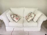 White Bauhaus sofa, loveseat and oversized chair.