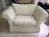 White Bauhaus sofa, loveseat and oversized chair.