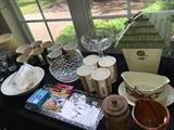 Kitchen and serving ware--mugs, Pfaltzgraff "Naturewood" cookie jar.