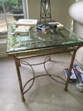 Glass and metal end table.