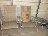 Patio chairs and 2 side tables.