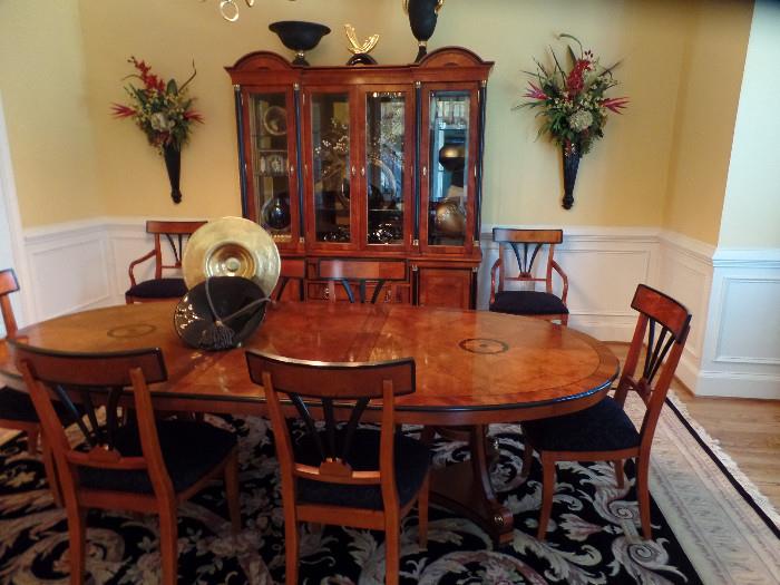 Biedermeier Style Banquet Dining Set  $6,500 for set includes Table, chairs, Breakfront and Server