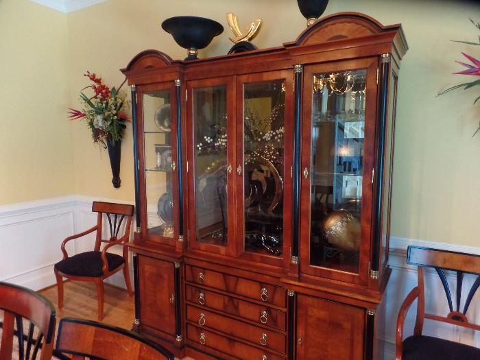 Matching China Cabinet Biedermeier Style Banquet Dining Set  $6,500 for set includes Table, chairs, Breakfront and Server
