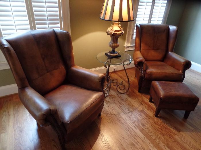 Leather chair and ottoman (one of a pair) $1500 for pair