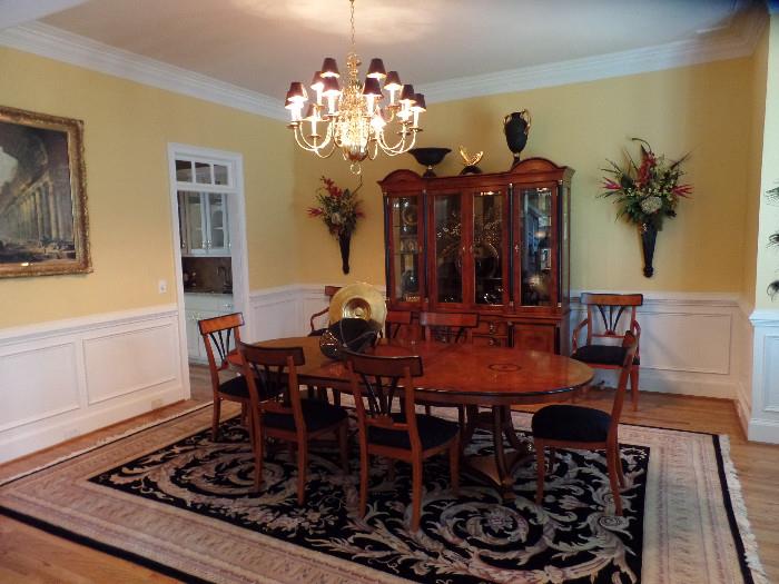 Biedermeier Style Banquet Dining Set $6,500 for set includes Table, chairs, Breakfront and Server