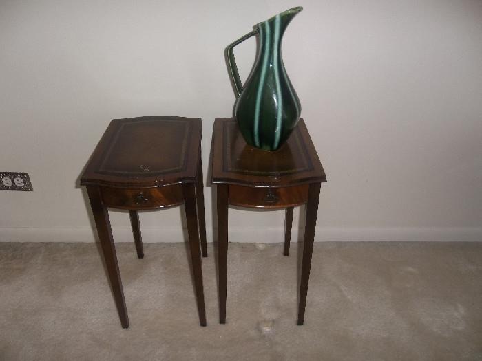 Hull Pottery and a pair of great leather top tables