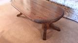 Solid oak oval double pedestal coffee table