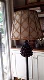 Fish net floor lamp with acorn topped pedestal