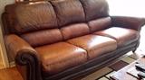 Leather bomber sofa and loveseat