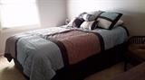 Queen bed and bedding