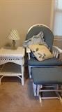 White glider/rocker with matching foot rest/ottoman