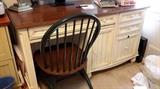 White wash /wood top desk, spindle chair