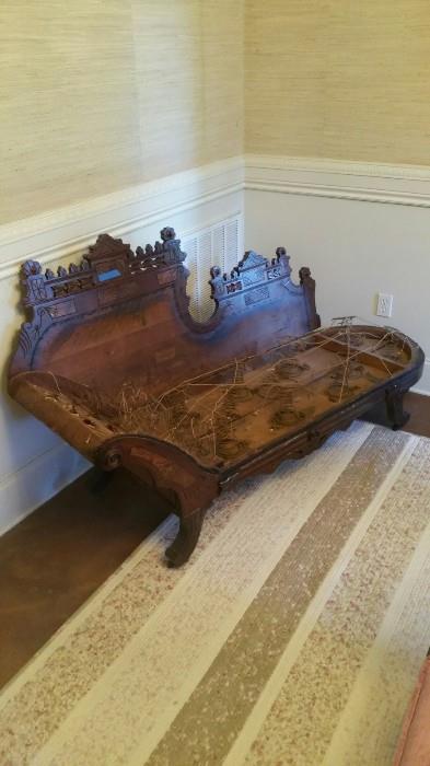 Eastlake Victorian fainting couch, restored & ready for upholstry