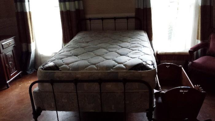Antique Iron 3/4 bed with custom mattress