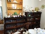 Two More Double Wide Stacking Bookcases - Nice Selection of Antique Porcelain Items