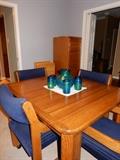 Dining Table with three (3) leaves, Chairs with wheels