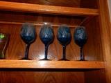 Beautiful Wine/Goblets Blue Oceanic Frosted Scene