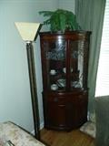 Mahogany Corner Piece with concave glass doors, Late 50's Early 60's, Great For Your Crystal & Collectibles!