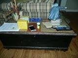 Vintage trunk make great coffee table.