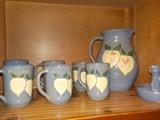 Pitcher, cups, candlestick signed by Billie and Cleater Meaders