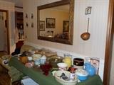 mirror, pottery, Hall, McCoy, depression glass, copper dipper, collector plates
