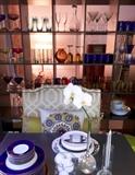Assorted new glassware, tableware, and serving ware. 