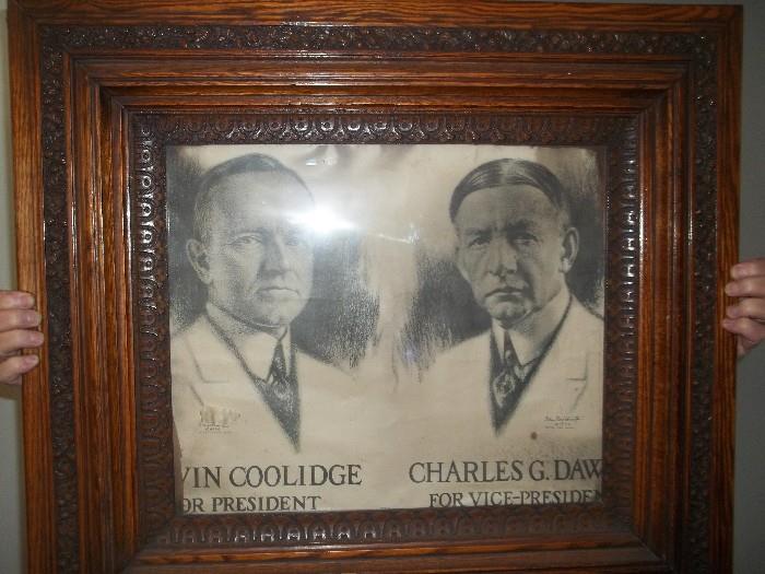 "Calvin Coolidge For President" 1924 Framed Drawing by Artist John Doctoro II