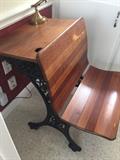 Antique country primitive wood and iron school desk