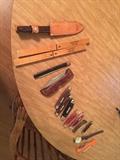 Pocket knife collection. Many are very worn.