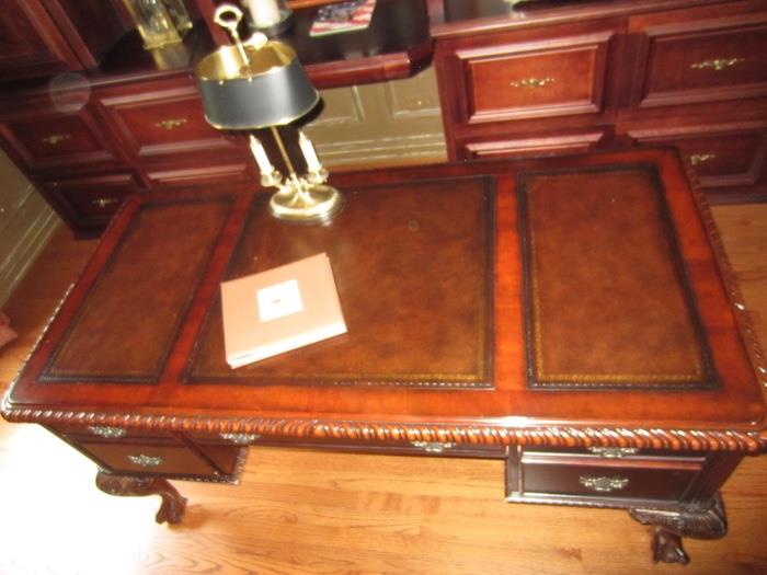 Executive mahogany & leather desk by Hooker Furniture - "Seven Seas"